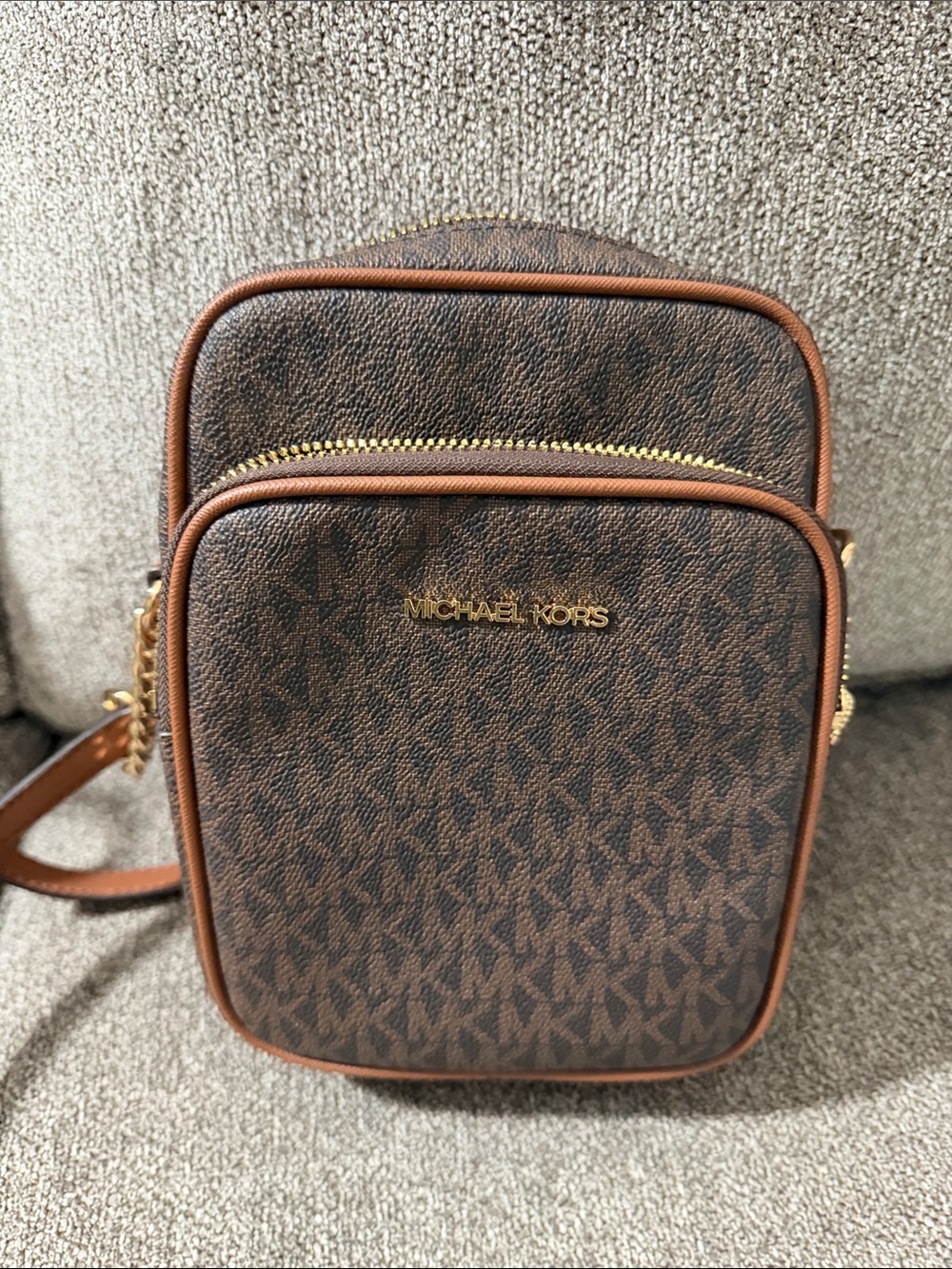 Michael Kors Brown Logo Belt Bag with Gold Hardware